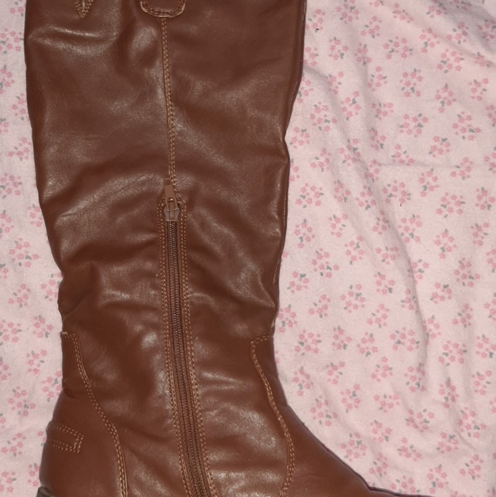 Brown leather boots